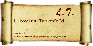 Lukovits Tankréd névjegykártya